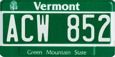 VT license plate ACW852