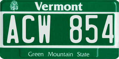 VT license plate ACW854
