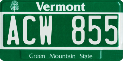 VT license plate ACW855