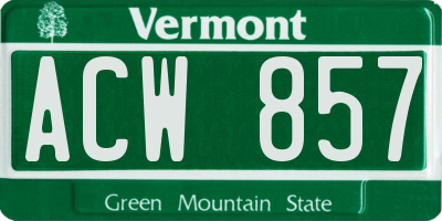 VT license plate ACW857
