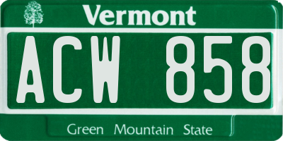VT license plate ACW858