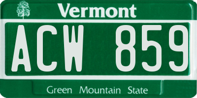 VT license plate ACW859