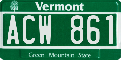 VT license plate ACW861