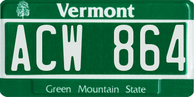 VT license plate ACW864