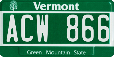 VT license plate ACW866