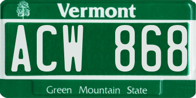 VT license plate ACW868