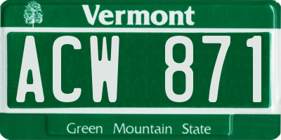 VT license plate ACW871