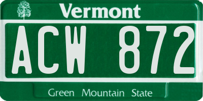 VT license plate ACW872