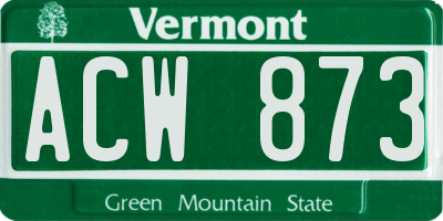 VT license plate ACW873