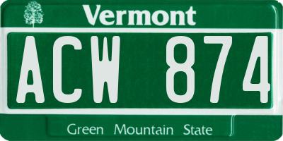 VT license plate ACW874