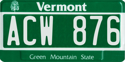VT license plate ACW876