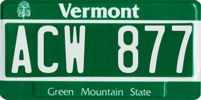VT license plate ACW877