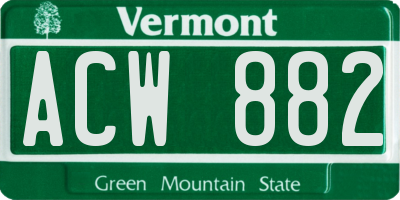 VT license plate ACW882