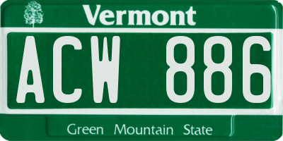 VT license plate ACW886