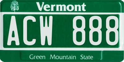 VT license plate ACW888