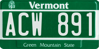 VT license plate ACW891