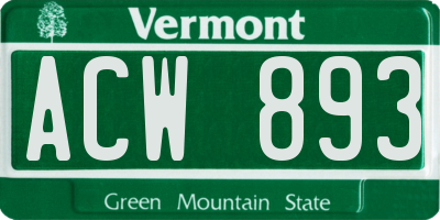 VT license plate ACW893