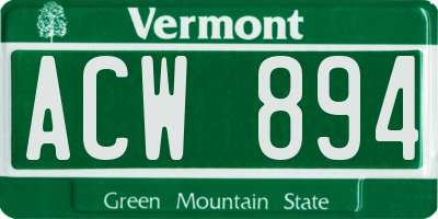 VT license plate ACW894