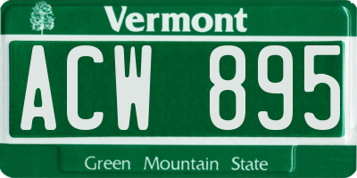 VT license plate ACW895