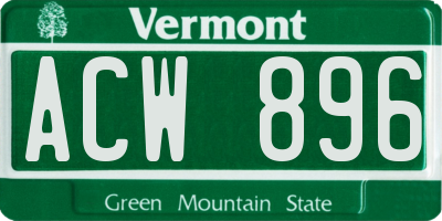 VT license plate ACW896