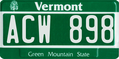 VT license plate ACW898