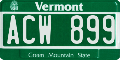 VT license plate ACW899