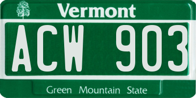 VT license plate ACW903
