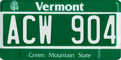 VT license plate ACW904
