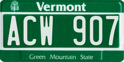 VT license plate ACW907