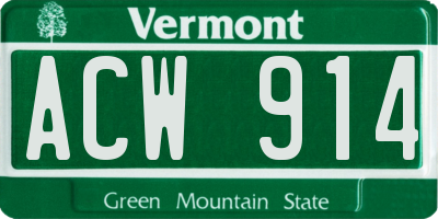 VT license plate ACW914