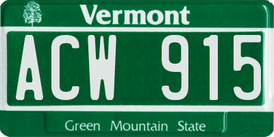 VT license plate ACW915