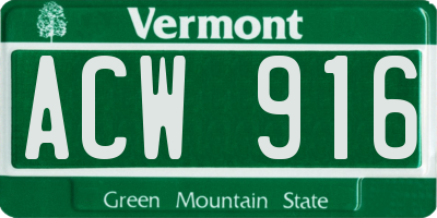 VT license plate ACW916