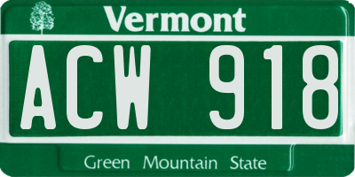 VT license plate ACW918