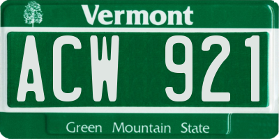 VT license plate ACW921