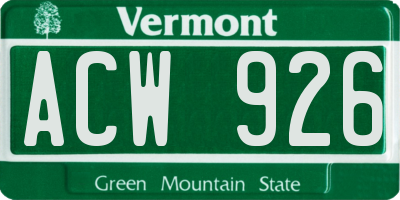 VT license plate ACW926