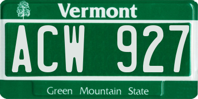 VT license plate ACW927