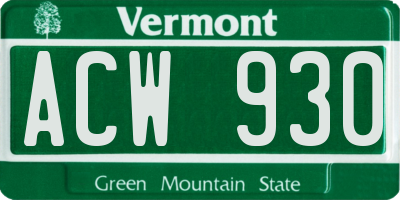 VT license plate ACW930