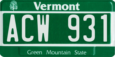 VT license plate ACW931