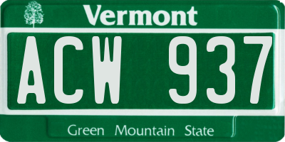 VT license plate ACW937
