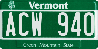 VT license plate ACW940