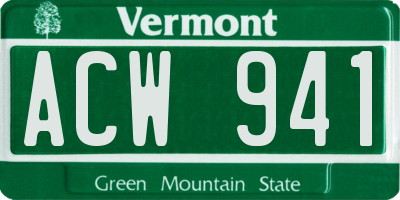 VT license plate ACW941