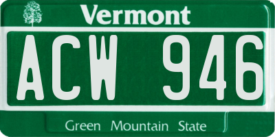 VT license plate ACW946