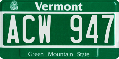 VT license plate ACW947