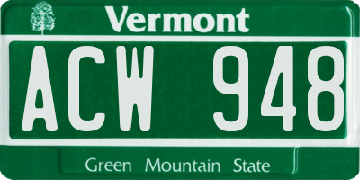 VT license plate ACW948