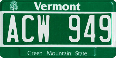 VT license plate ACW949