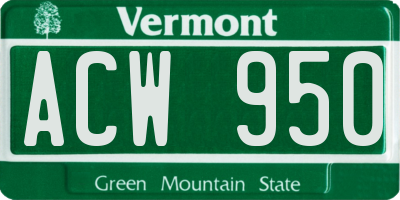 VT license plate ACW950