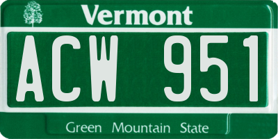 VT license plate ACW951