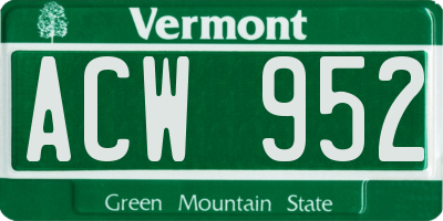 VT license plate ACW952