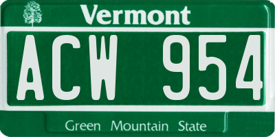 VT license plate ACW954