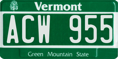 VT license plate ACW955
